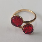 Кольцо 052-3, Серебро 925, Позолота, Янтарь-Красный