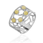 Кольцо 011-1, Серебро 925, Родирование, Янтарь-Матовый