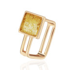 Кольцо 506-1, Серебро 925, Позолота, Янтарь-Лимонный