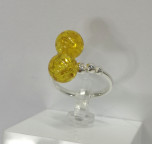 Кольцо 361-1, Серебро 925, Серебрение, Янтарь-Лимонный; Фианиты