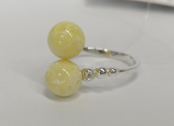 Кольцо 361-1, Серебро 925, Серебрение, Янтарь-Матовый; Фианиты