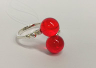 Кольцо 361-1, Серебро 925, Серебрение, Янтарь-Красный; Фианиты