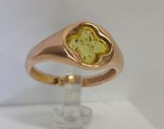 Кольцо 570-2, Серебро 925, Позолота, Янтарь-Лимонный