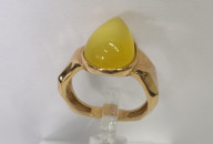 Кольцо 201-1, Серебро 925, Позолота, Янтарь-Матовый