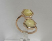 Кольцо 356-5, Серебро 925, Позолота, Янтарь-Матовый