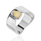 Кольцо 447-1, Серебро 925, Серебрение, Янтарь-Матовый