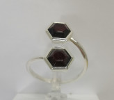 Кольцо 356-5, Серебро 925, Серебрение, Янтарь-Вишневый