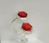 Кольцо 356-5, Серебро 925, Серебрение, Янтарь-Красный