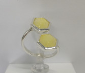 Кольцо 356-5, Серебро 925, Серебрение, Янтарь-Матовый