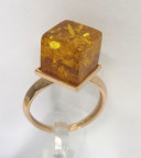 Кольцо 242-1, Серебро 925, Позолота, Янтарь-Лимонный