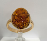 Кольцо 285-1, Серебро 925, Позолота, Янтарь-Коньячный