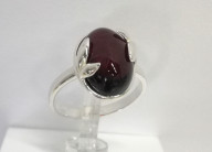 Кольцо 071-1, Серебро 925, Серебрение, Янтарь-Вишневый