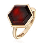 Кольцо 356-3, Серебро 925, Позолота, Янтарь-Вишневый