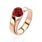 Кольцо 049-1, Серебро 925, Позолота, Янтарь-Красный