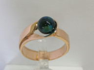 Кольцо 049-1, Серебро 925, Позолота, Янтарь-Синий