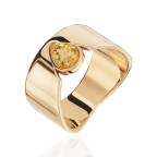 Кольцо 447-1, Серебро 925, Позолота, Янтарь-Лимонный