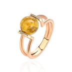 Кольцо 081-2, Серебро 925, Позолота, Янтарь-Медовый
