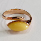 Кольцо 051-1, Серебро 925, Позолота, Янтарь-Матовый