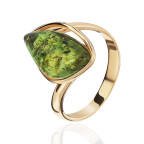 Кольцо 018-1, Серебро 925, Позолота, Янтарь-Изумрудный
