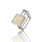 Кольцо 506-1, Серебро 925, Серебрение, Янтарь-Матовый