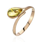 Кольцо 004-1, Серебро 925, Позолота, Янтарь-Лимонный