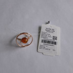 Кольцо 006-1, Серебро 925, Позолота, Янтарь-Коньячный