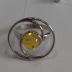 Кольцо 006-1, Серебро 925, Серебрение, Янтарь-Лимонный
