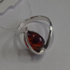 Кольцо 008-1, Серебро 925, Родирование, Янтарь-Вишневый