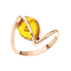 Кольцо 008-1, Серебро 925, Позолота, Янтарь-Лимонный