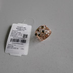 Кольцо 011-1, Серебро 925, Позолота, Янтарь-Зеленый