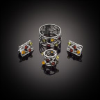 Кольцо 011-1, Серебро 925, Серебрение, Янтарь-Микс