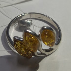 Кольцо 020-1, Серебро 925, Родирование, Янтарь-Лимонный