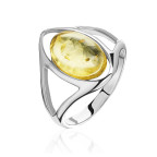 Кольцо 044-1, Серебро 925, Родирование, Янтарь-Лимонный
