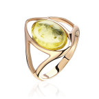 Кольцо 044-1, Серебро 925, Позолота, Янтарь-Лимонный