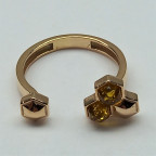 Кольцо 507-1, Серебро 925, Позолота, Янтарь-Медовый