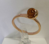 Кольцо 047-1, Серебро 925, Позолота, Янтарь-Коньячный