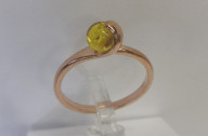 Кольцо 047-1, Серебро 925, Позолота, Янтарь-Лимонный