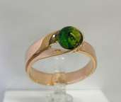 Кольцо 049-1, Серебро 925, Позолота, Янтарь-Изумрудный