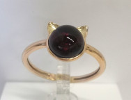 Кольцо 053-1, Серебро 925, Позолота, Янтарь-Вишневый