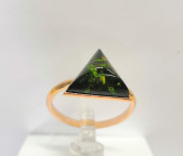 Кольцо 233-1, Серебро 925, Позолота, Янтарь-Изумрудный