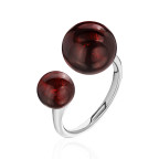Кольцо 292-1, Серебро 925, Серебрение, Янтарь-Вишневый