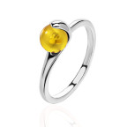 Кольцо 047-1, Серебро 925, Серебрение, Янтарь-Лимонный