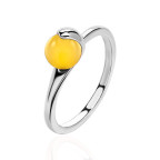 Кольцо 047-1, Серебро 925, Серебрение, Янтарь-Матовый