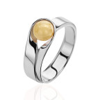 Кольцо 049-1, Серебро 925, Родирование, Янтарь-Матовый