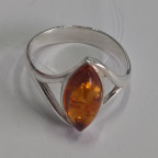 Кольцо 050-1, Серебро 925, Серебрение, Янтарь-Коньячный