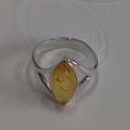 Кольцо 050-1, Серебро 925, Серебрение, Янтарь-Лимонный