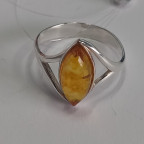 Кольцо 050-1, Серебро 925, Серебрение, Янтарь-Медовый