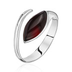 Кольцо 051-1, Серебро 925, Родирование, Янтарь-Вишневый