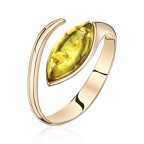 Кольцо 051-1, Серебро 925, Позолота, Янтарь-Лимонный