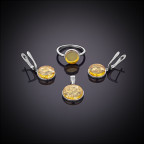 Кольцо 052-1, Серебро 925, Родирование, Янтарь-Лимонный